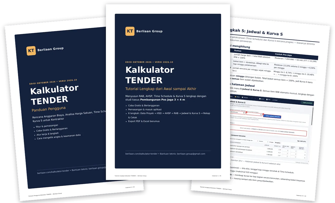 Sampul Tutorial Lengkap dan Panduan Pengguna Kalkulator TENDER